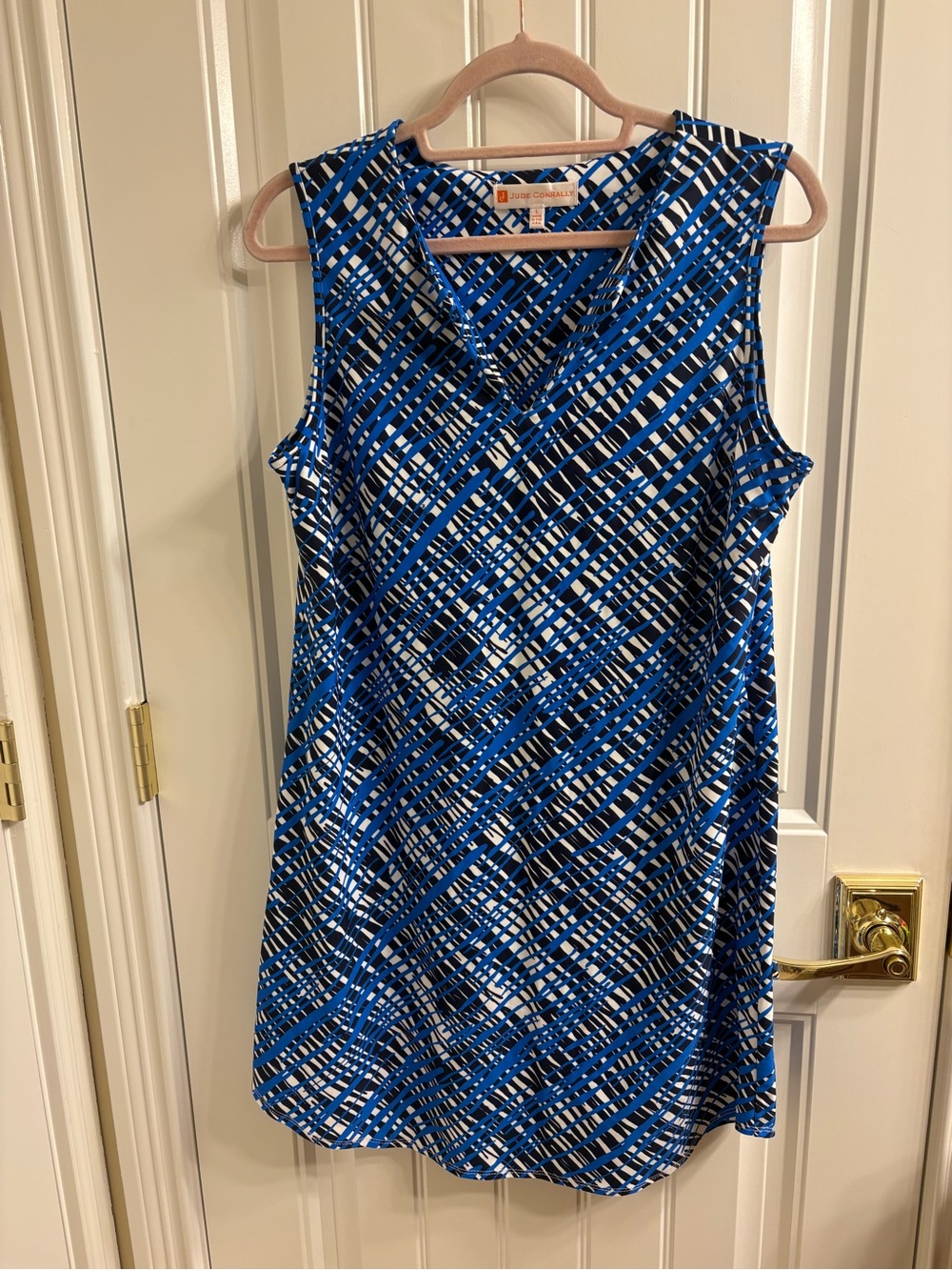 Jude Connally Blue Sleeveless Shift Dress Size L